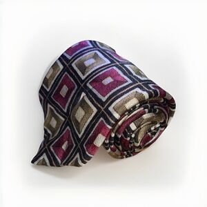 Vtg Ashberry Gold and‎ Red Neck Tie, USA Made From Imported Silk